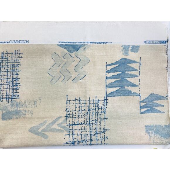 Covington TPSA Fabric Blue Tan Graphic Medium Heavy Graphic Abstract Screen Prin - Picture 3 of 6